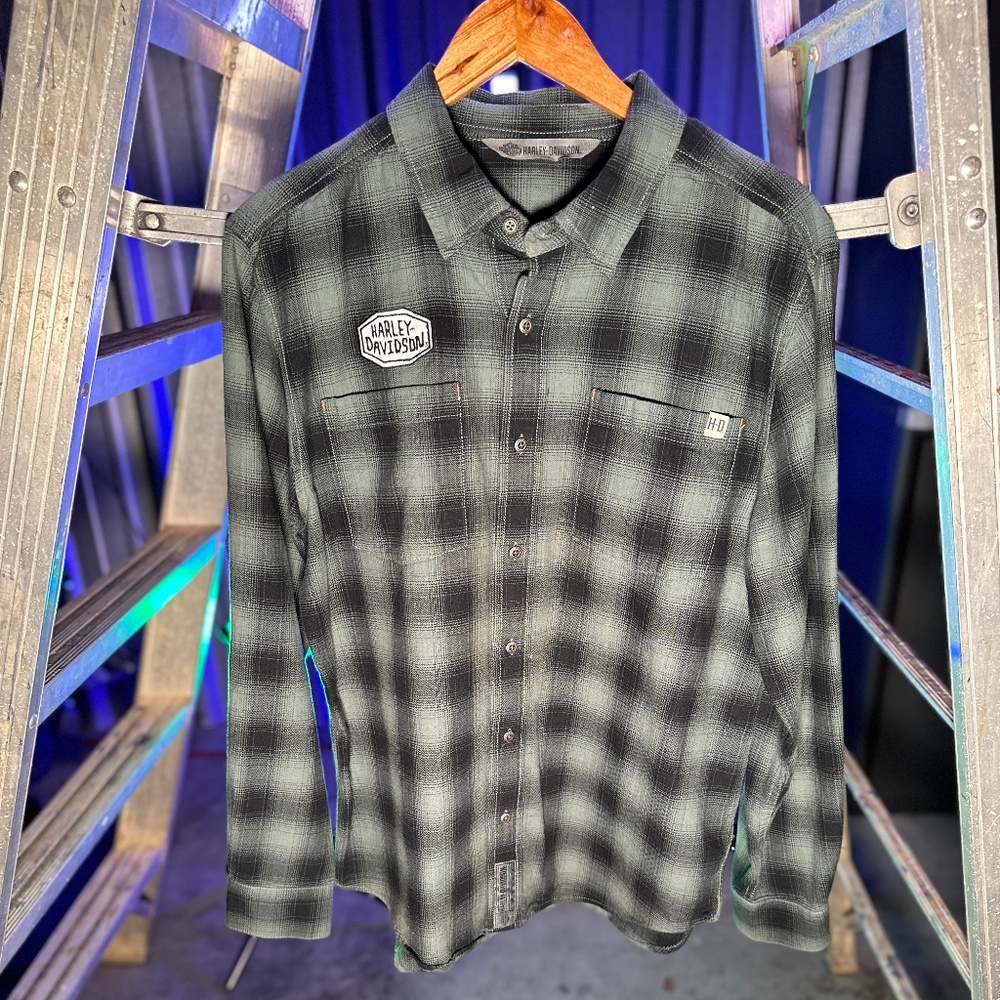 Harley-Davidson Men's #1 Skull Plaid Slim Fit Long Sleeve Woven Shirt